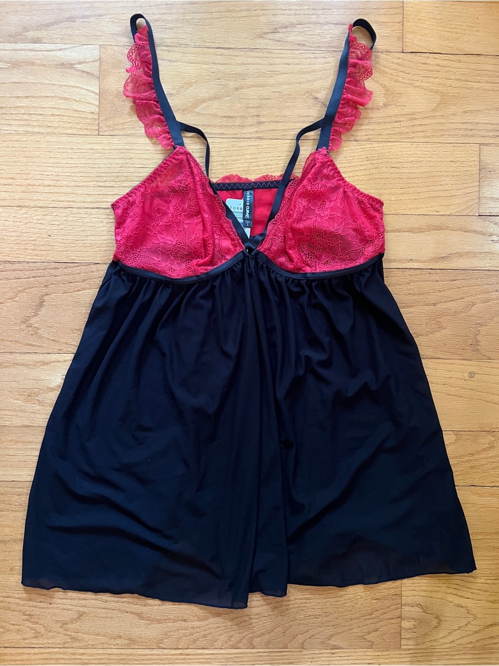 Women’s Torrid Curve Lace Babydoll Chemise - Black & Red